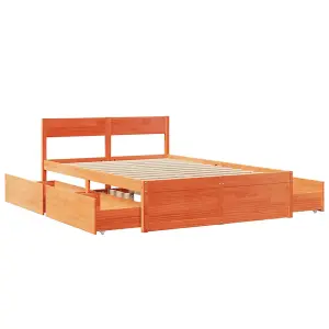 Berkfield Bed Frame without Mattress Wax Brown 120x190 cm Small Double Solid Wood Pine