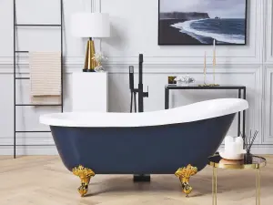 Freestanding Bath 1500 x 770 mm Blue and Gold CAYMAN