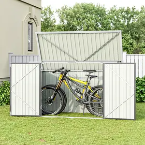 Aslee 7 Ft. W x 3 Ft. D Pent Metal Bike Shed (Fits 3 Bikes)