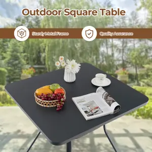 Costway 80cm Patio Dining Table Outdoor Metal Square Table w/ 4 Curved Legs