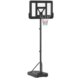 SPORTNOW Basketball Backboard Hoop Net Set w/ Wheels, 200-305cm - Black