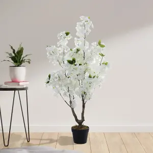 White Garden Decoration Artificial Cherry Flower Tree H 105 cm