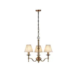 Luminosa Stanford 3 Light Multi Arm Ceiling Pendant Chandelier Antique Brass, E14