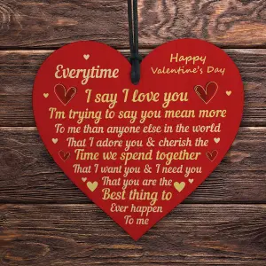 Red Ocean I Love You Gift For Valentines Day Wood Heart Valentines Gift Boyfriend Husband Wife Girlfriend