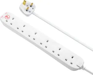 Masterplug SRG62N-BD 6 socket 13A Surge protected White Extension lead, 2m