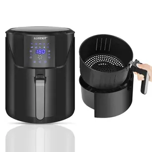 7L Large Air Fryer, Family Size Hot Air Fryer 1800W Digital Touchscreen With 10 Presets, Removable Basket, Timer & Temperature Control For Oil Free & Low Fat Healthy Cooking Black