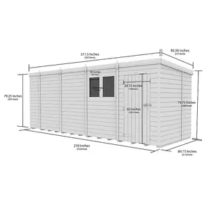 DIY Sheds 18x7 Pent Shed - Single Door With Windows