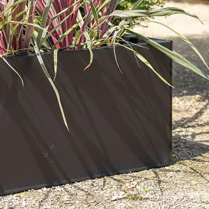 Primrose Gunmetal Black Galvanised Zinc Rectangular Garden Planter Plant Pot Large 75cm x 32cm