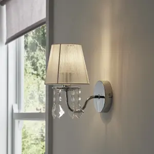 GoodHome Hovland Grey & white Chrome effect Wall light