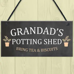 Grandads Potting Shed Sign Hanging Plaque Shed Garden Sign Grandad Gift For Him