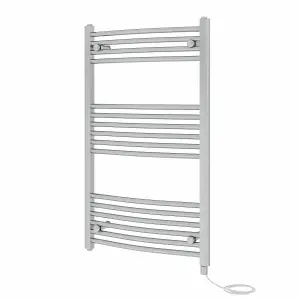 Rinse Bathrooms Electric Heated Towel Rail Curved Chrome Bathroom Towel Radiator 1000x600mm - 600W