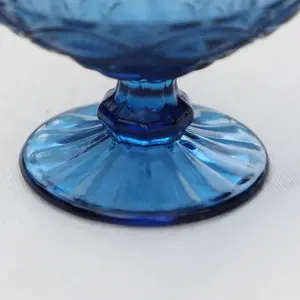 Set of 2 Vintage Blue Glass Trifle Bowl and Dessert Bowls