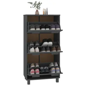 Berkfield Shoe Cabinet Dark Grey 59.5x35x117 cm Solid Wood Pine