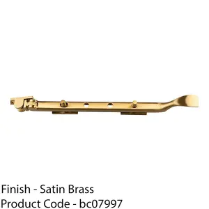 Victorian Casement Window Stay Handle & 2 Pins - 300mm Length Satin Brass Bar