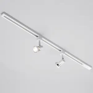 Litecraft Harlem White 2 Head 1m Straight Kitchen Ceiling Light with LED Bulbs