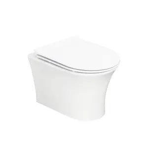 Gloss White Hidden Fixation Rimless Wall Hung Toilet Pan & GROHE 0.82m Concealed WC Cistern Frame Set