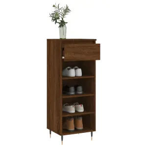 Berkfield Shoe Cabinet Brown Oak 40x36x105 cm Engineered Wood