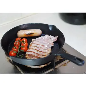 Cast Iron Skillet Pan Non Stick Round Frying Grill Kitchen Fry Cooking Cookware