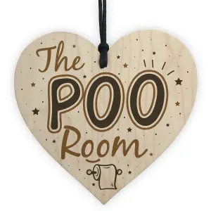 Red Ocean Bathroom Toilet Sign The Poo Room Funny Chic Wooden Heart Hanging Door Loo Plaque Home Decor