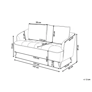 2 Seater Fabric Sofa Burgundy HOBRO