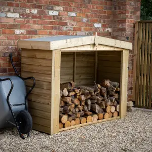 Forest Garden Overlap Wooden 6x5 ft Apex Log store