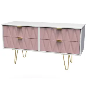 Ready assembled Pink & white TV stand, (H)50.5cm x (W)11.2cm x (D)41.5cm