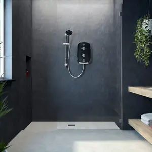 Aqualisa 8.5kw eMotion Midnight Black Electric Shower Digital Display + Riser