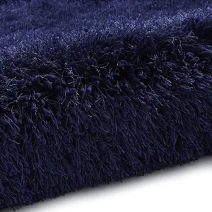 Dark Navy Plain Shaggy Handmade Modern Easy to clean Rug for Bed Room Living Room and Dining Room-80cm X 150cm