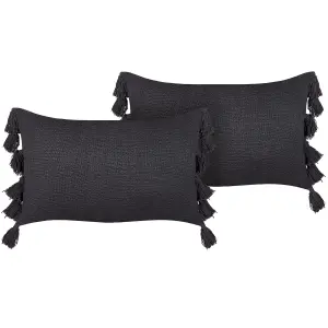 Set of 2 Cushions LYTHRUM Cotton 45 x 45 cm Solid Black