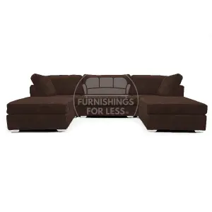 Bishop Chocolate U Shaped Soft Fabric Jumbo Cord Detachable 5 Seater Large Sofa