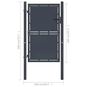 Berkfield Garden Gate Steel 100x150 cm Anthracite