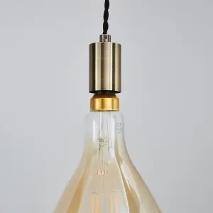 Litecraft Anton Antique Brass Ceiling Pendant Light with Oversided Bulb