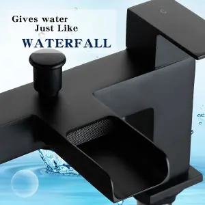 Bath Shower Mixer Tap Faucet with Shower Kit Handheld Shower Head Bathtub Bathroom Filler Sink Black