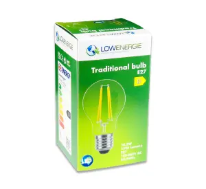 150w Equivalent LED Traditional Looking Filament Light Bulb A60 GLS E27 Screw 10.5w LED - Warm White - Pack of 10