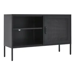 Black Freestanding Metal File Cabinet Tv Stand Side Cabinet with Open Shelves 119 x 76 cm