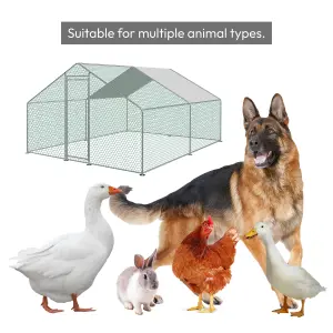 KCT Large Walk-In Chicken Run / Duck Pen - 2.5 x 3m - Outdoor Garden Pet/Dog Enclosure Kennel Hen Coop - Galvanised