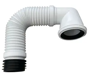 90 Degree White Flexible Pipe Waste Pipe Connector 4" (400mm-730mm), Durable Adjustable Flexible Pipe Pan Connector. FREE DELIVERY