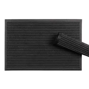 Nicoman Black Harmony Ribbed Rubber Heavy duty Door mat, 75cm x 45cm