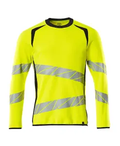 Mascot Accelerate Safe Modern Fit Sweatshirt (Hi-Vis Yellow/Dark Navy)  (XXXXX Large)