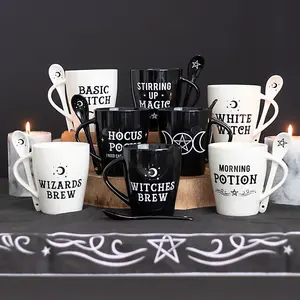 Ceramic Mug and Spoon Halloween Set - Stirring Up Magic. (500ml)