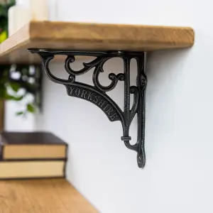 Oakcrafts - Pair of Antique Cast Iron Victorian Style 'Yorkshire' Shelf Brackets - 150mm x 150mm