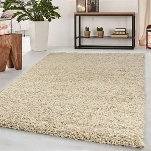 Abaseen 120x170 cm Light Beige Thick Pile Soft Shaggy Modern Rug