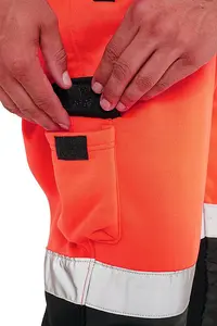 SSS Hi Viz Trouser High Visibility Mens Work Trouser Safety Fleece Worker Pants Reflective Fluorescent Joggers-Orange-S