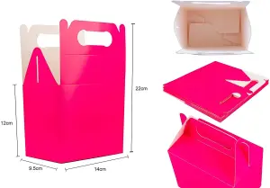 20Pcs Hot Pink Colour Cardboard Lunch Takeaway Birthday Wedding Carry Meal Food Cake Party Box Childrens Loot Bags