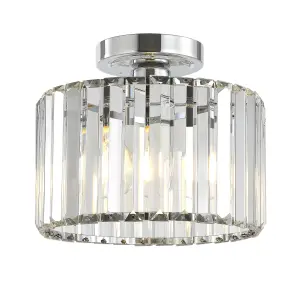 GoodHome Antpitta Glass & metal Chrome effect LED Bathroom ceiling light