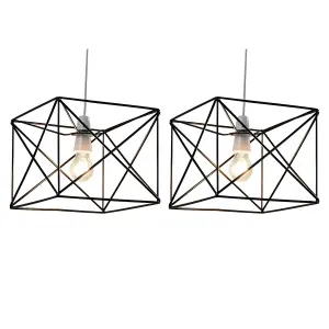 First Choice Lighting Set of 2 Geosphere Matt Black with Brushed Gold Easy Fit Lightshades