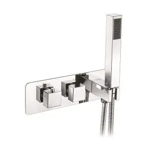 Nes Home Square Wall Mounted Thermostatic Shower Valve with Handset