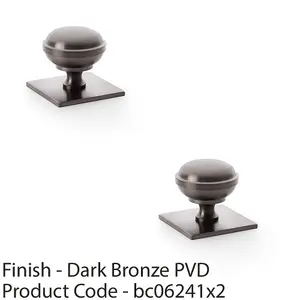 2 PACK - Classic Round Cabinet Door Knob & Matching Backplate - Dark Bronze 38mm Handle