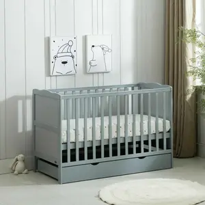 Surrey Cot Bed with Mattress Grey