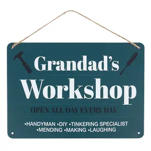 Something Different Grandads Workshop Metal Hanging Sign Green/White/Black (One Size)